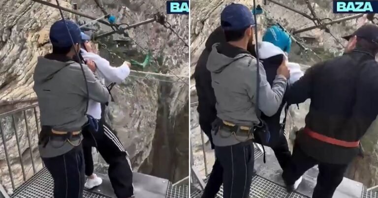 Instrutores chutam pernas de turista e a obrigam a saltar de cânion de 80 metros; veja – Noticias R7