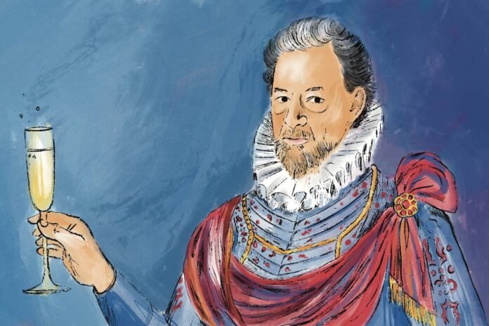 A ilustração é uma versão inspirada em um quadro do museu histórico de Vílnius. A tela é o retrato de um duque vestindo armadura, gorgeira e com uma feição muito próxima a do colunista Mario Sérgio Conti. Na versão para coluna o retrato ganha um braço com uma taça de champanhe. 