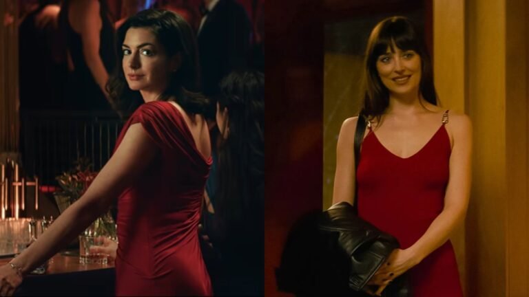 Anne Hathaway e Dakota Johnson usam vestidos Versace com ligação secreta em ‘Verity’; entenda